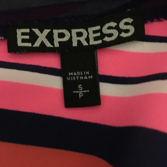 Express Size Small Blouse Top Geometric Red Navy - Picture 8 of 8